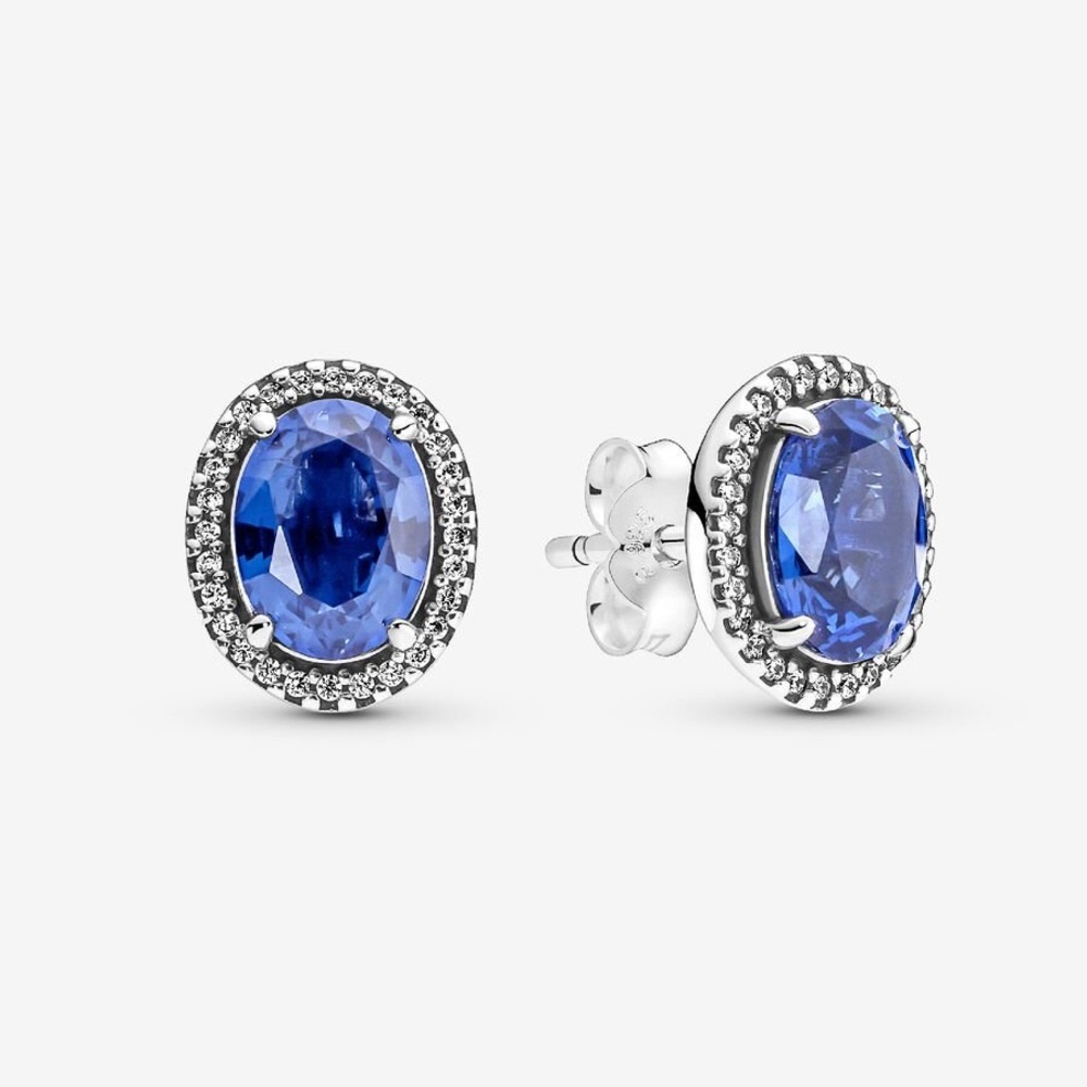 Pandora Sparkling Blue Halo Stud Earrings Sterling silver